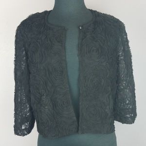 Bolero Jacket Black Rosette 3/4 sleeve 12